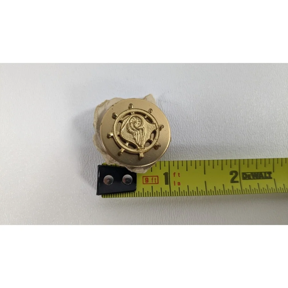 Vintage Gold Tone Ship Wheel Ram Head Lapel Pin Nautical Symbol 0.75 Inch